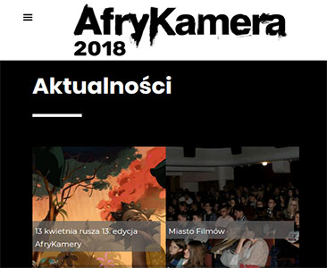strona festiwalu filmowego Afrykamera 2018