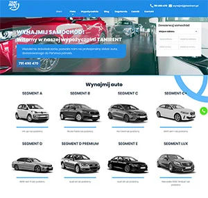 Strona internetowa dla wypożyczalni samochodów
